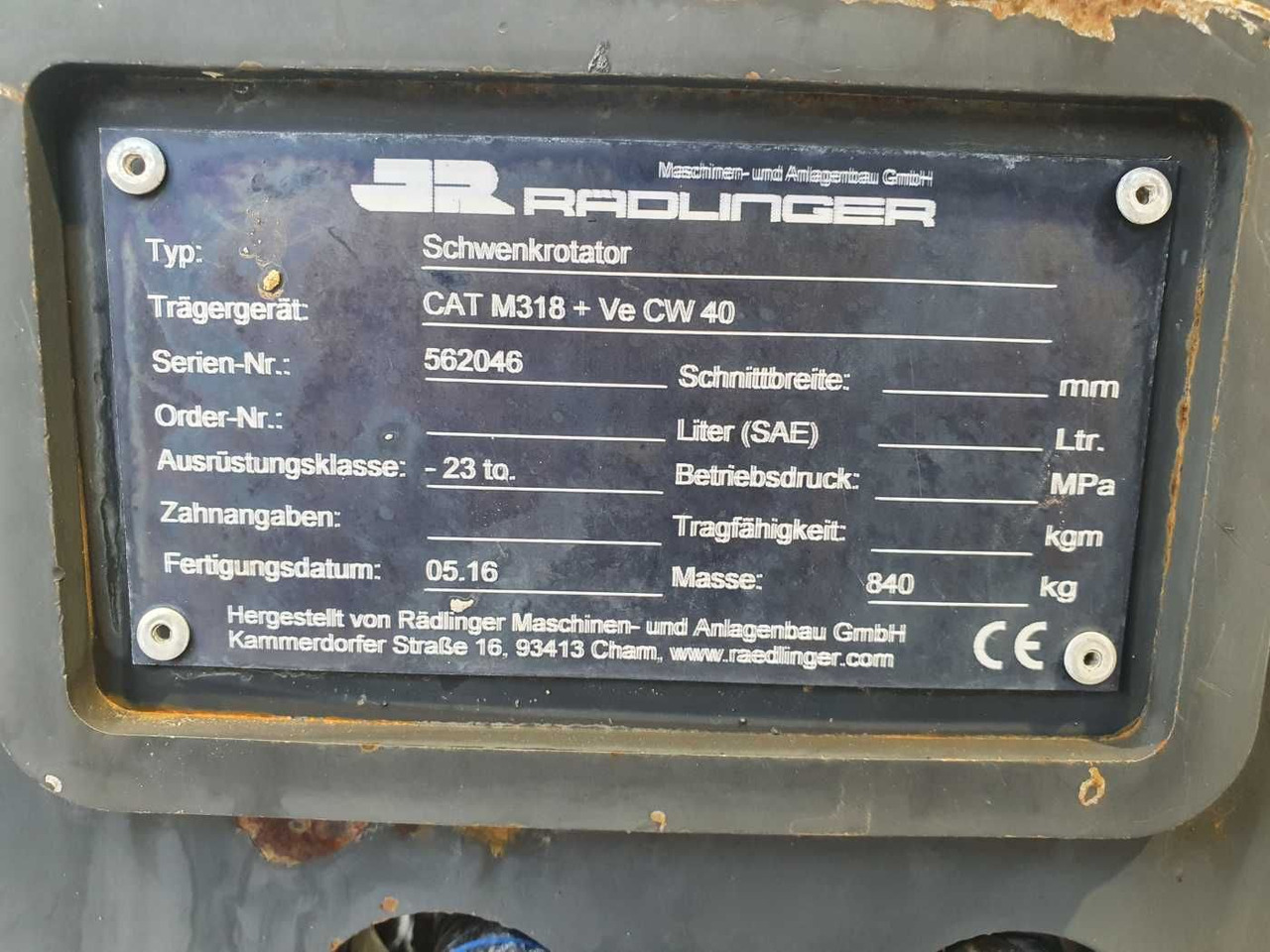Тилтротатор Rädlinger Schwenkrotator CAT M318 / CW 40 / 2016: фото 11