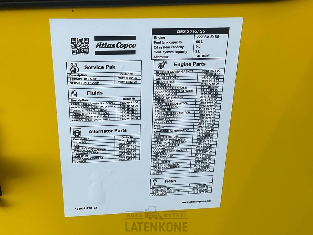 Электрогенератор Atlas Copco QES 20 50 Hz Generaattori StageV: фото 15