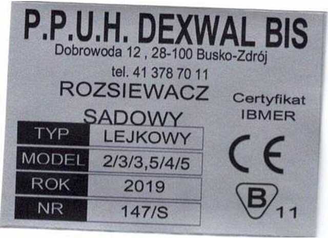 Dexwal rozsiewacz nawozów 300 l - Разбрасыватель удобрений: фото 4 Dexwal rozsiewacz nawozów 300 l - Разбрасыватель удобрений: фото 4