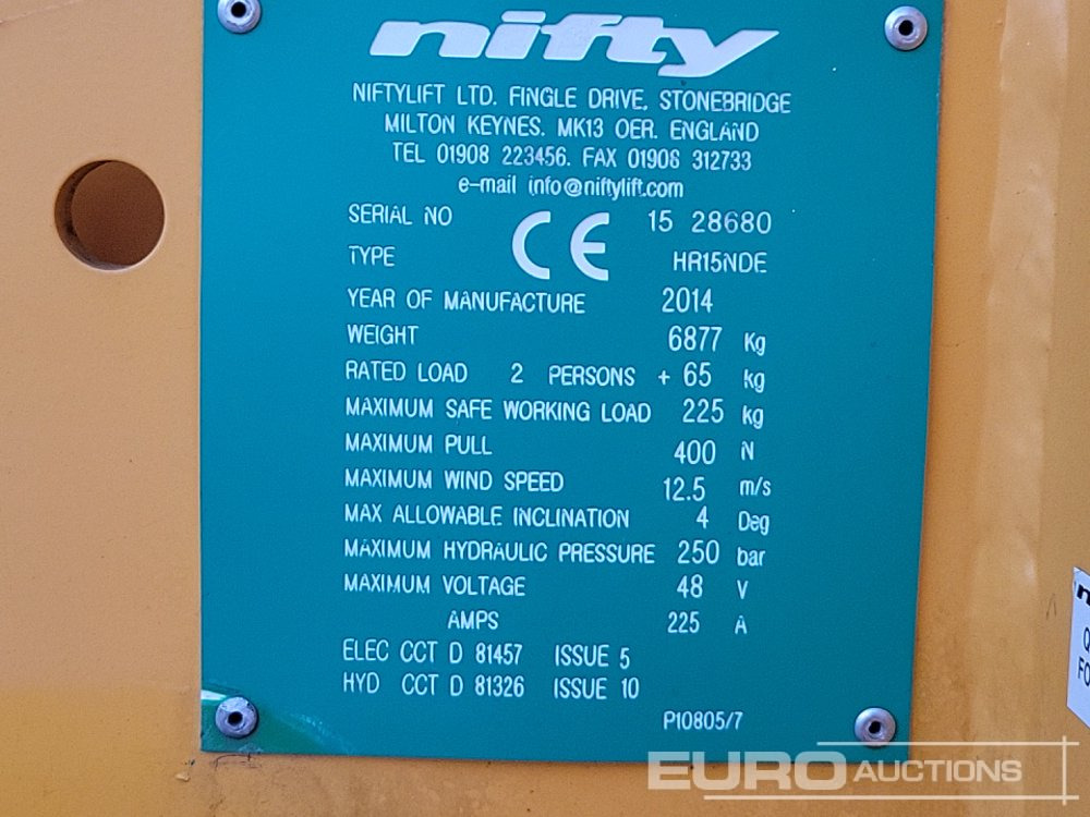 Подъёмник 2014 Niftylift HR15NDE: фото 30 Подъёмник 2014 Niftylift HR15NDE: фото 30