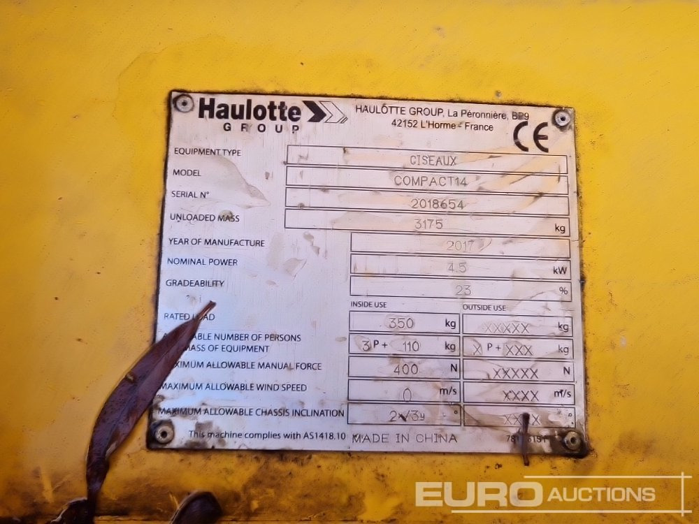 Подъёмник 2017 Haulotte Compact 14: фото 20