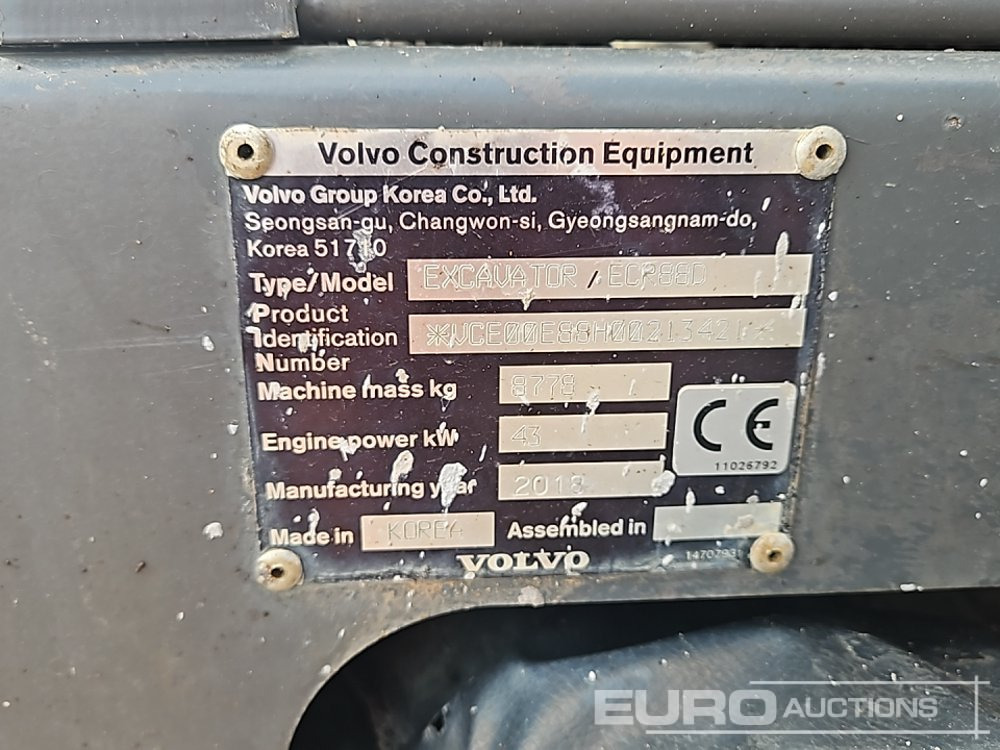 Мини-экскаватор 2018 Volvo ECR88D: фото 47