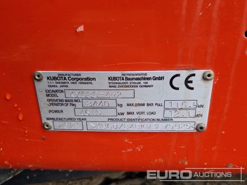 Мини-экскаватор 2021 Kubota KX080-4A2: фото 43