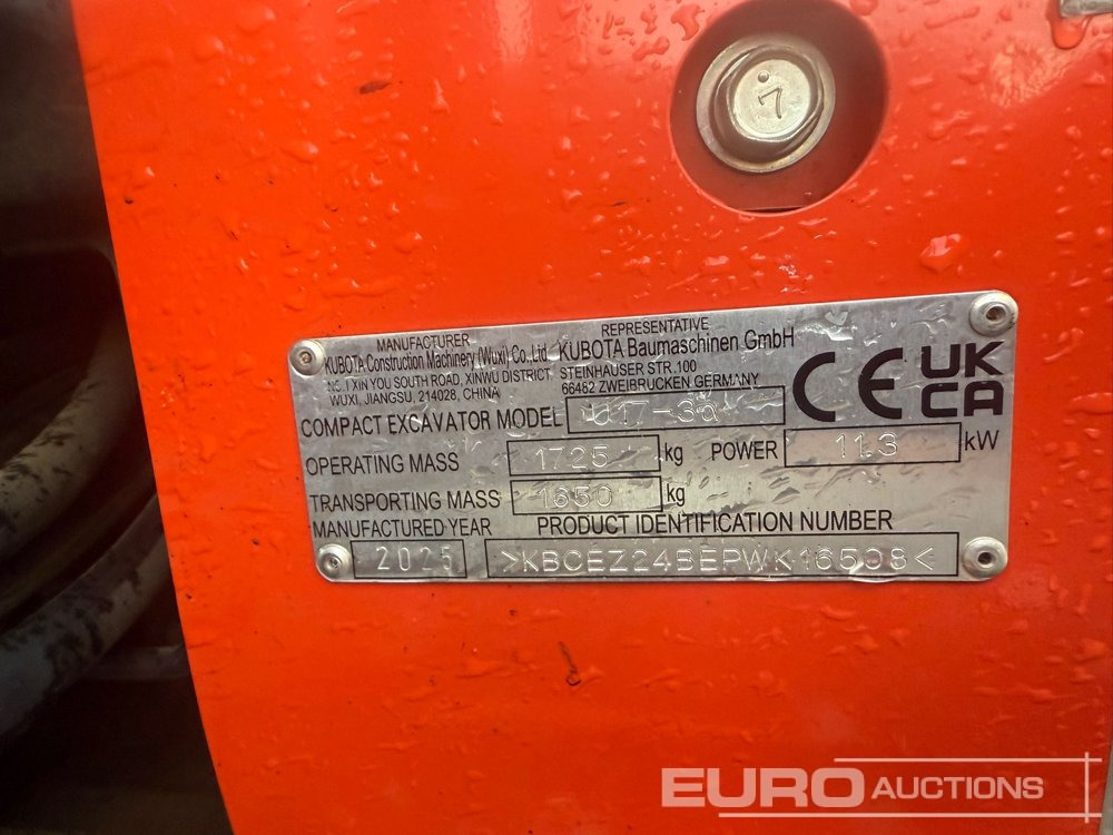 Мини-экскаватор 2025 Kubota U17-3A: фото 7 Мини-экскаватор 2025 Kubota U17-3A: фото 7