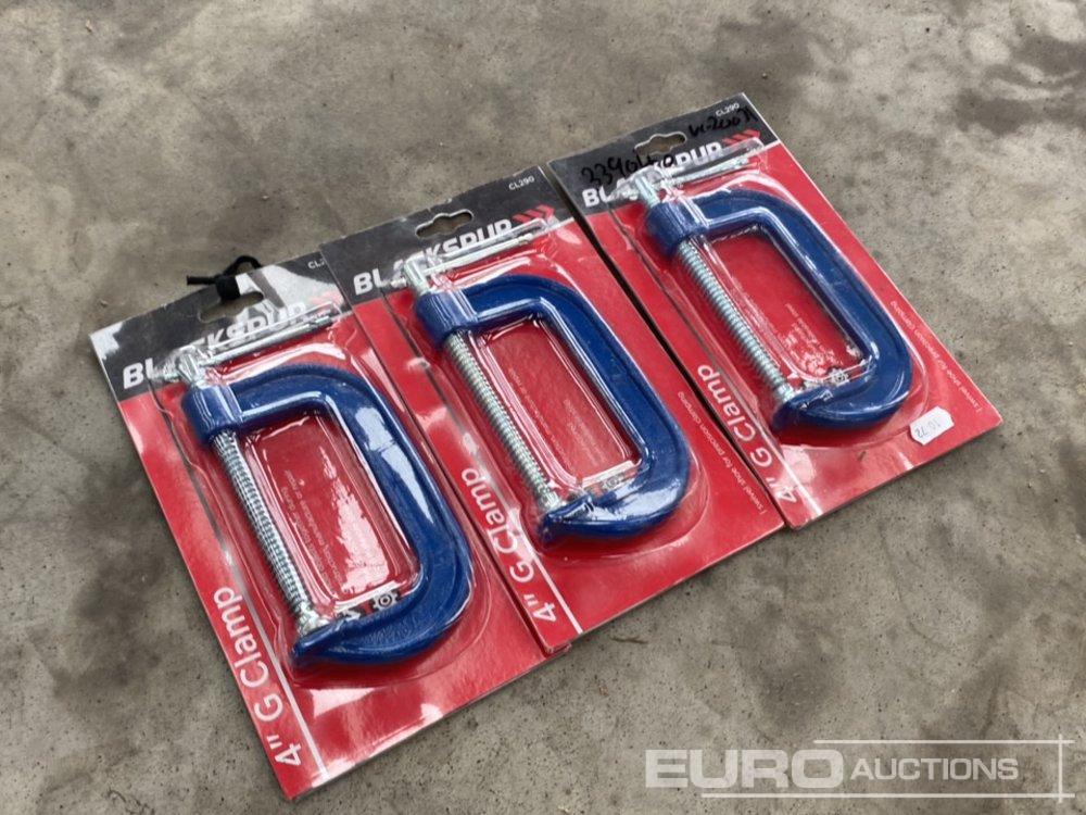 Unused 4" Blacksur G-Clamps (3 of) - Оборудование для гаражей/ Мастерских: фото 1 Unused 4" Blacksur G-Clamps (3 of) - Оборудование для гаражей/ Мастерских: фото 1