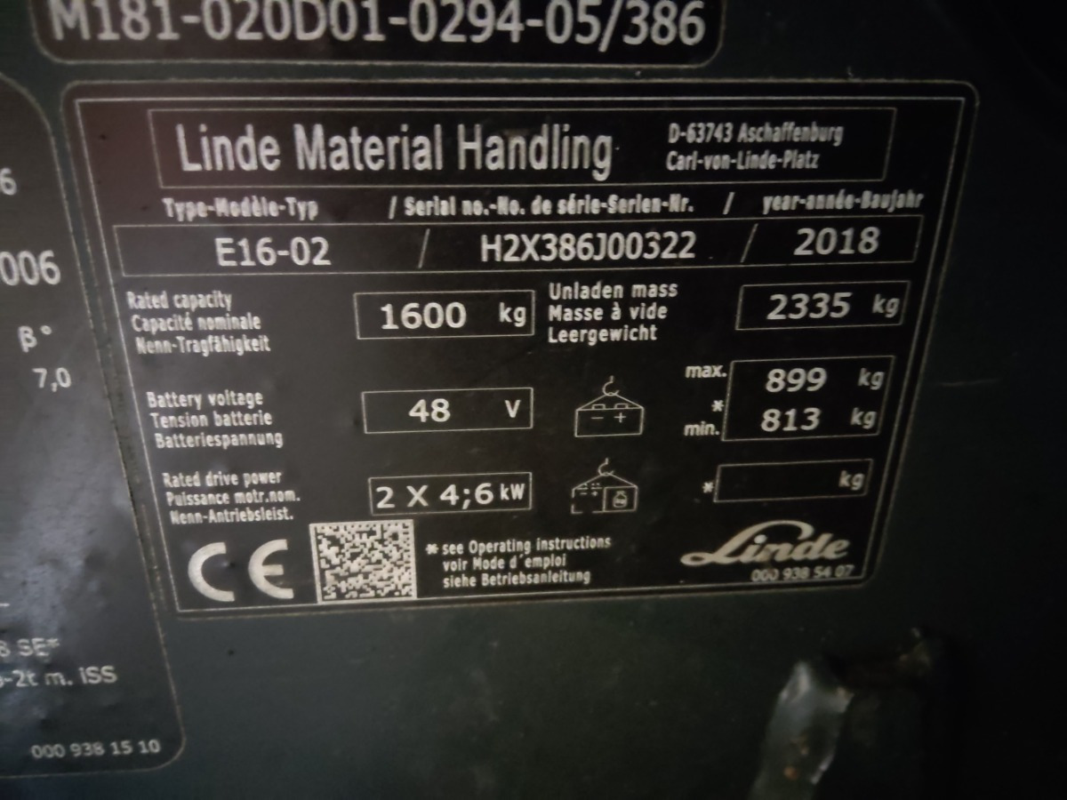 Электропогрузчик Linde E16-02: фото 9