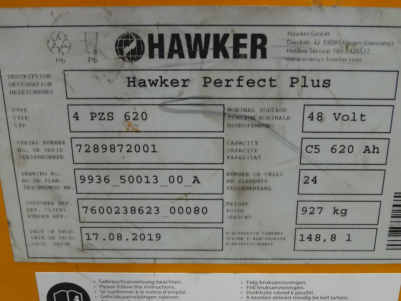 Weitere 48V620AH - Аккумулятор для Погрузочно-разгрузочной техники: фото 4 Weitere 48V620AH - Аккумулятор для Погрузочно-разгрузочной техники: фото 4
